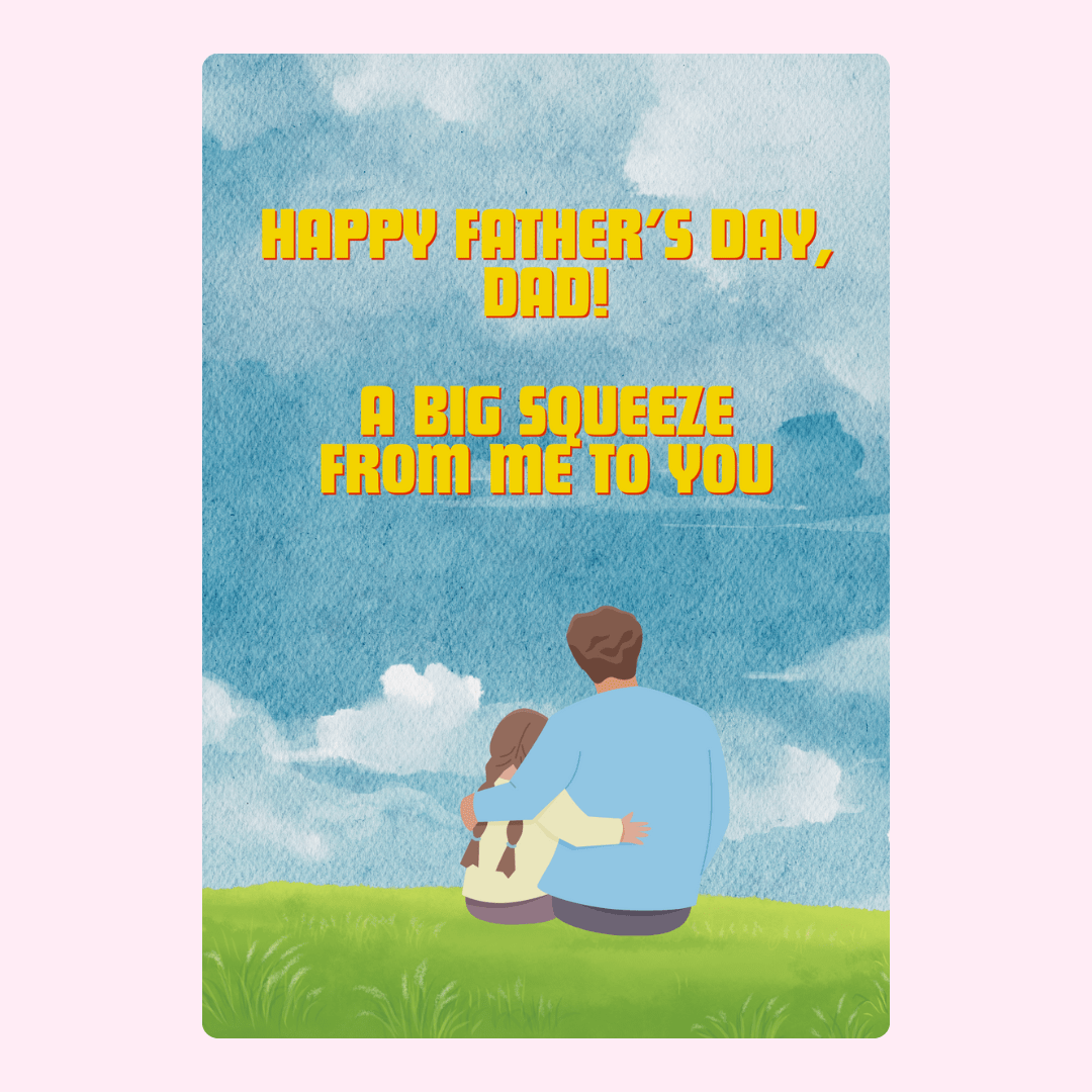 Father’s Day card design with dad and daughter hug illustration