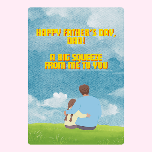 Father’s Day card design with dad and daughter hug illustration