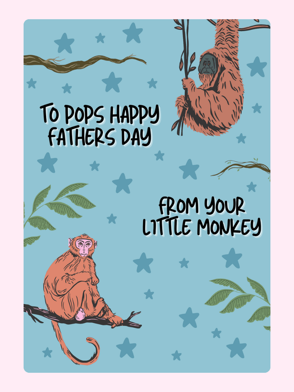Father’s Day card design from your little monkey with monkey illustrations