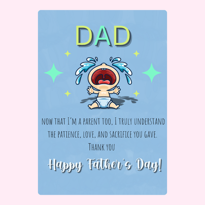 Father’s Day card design thanking Dad for his patience, love and sacrifice