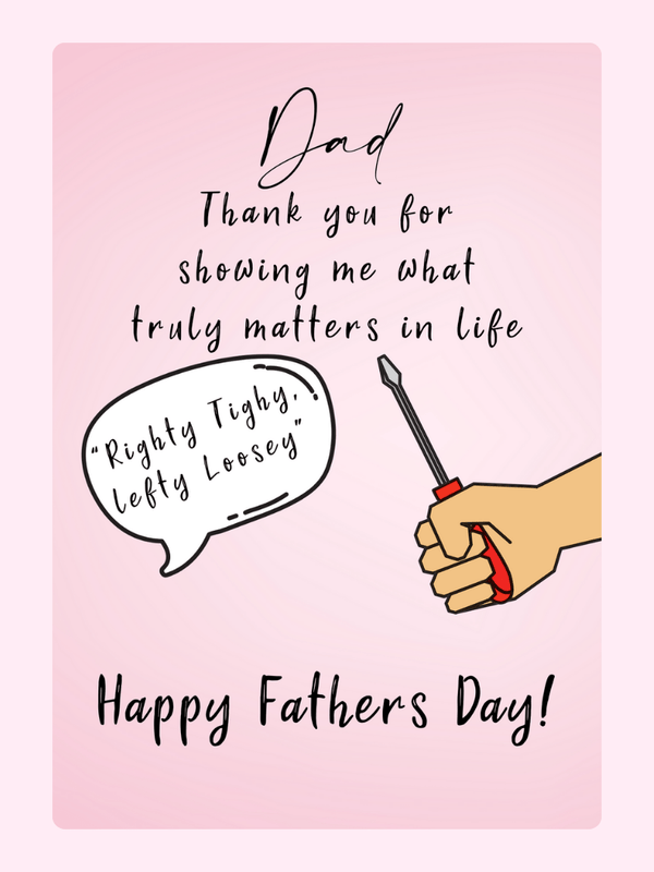 Father's Day card with screwdriver illustration and funny DIY advice for Dad