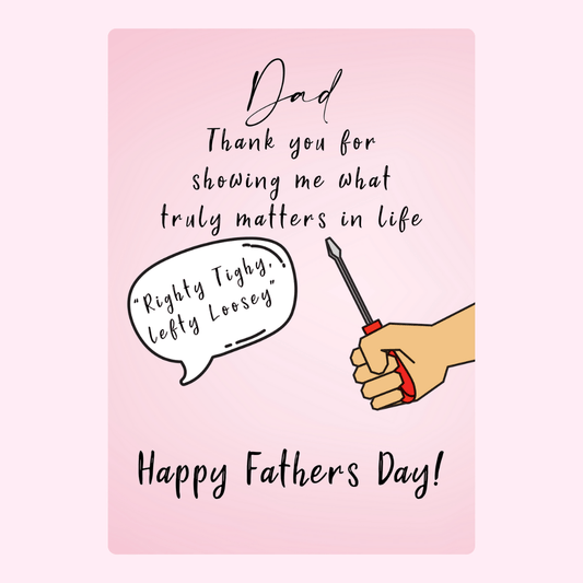 Father's Day card with screwdriver illustration and funny DIY advice for Dad