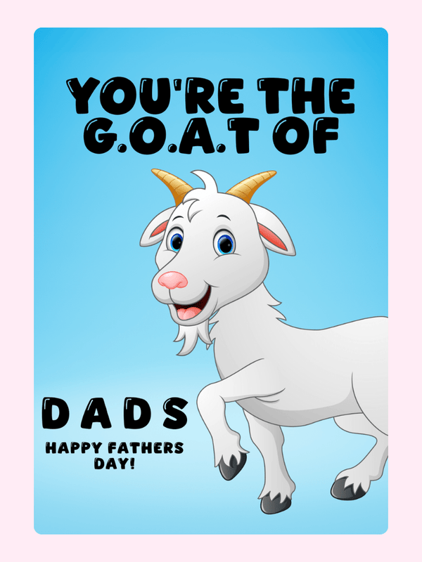 Father's Day card with goat illustration and GOAT dad message