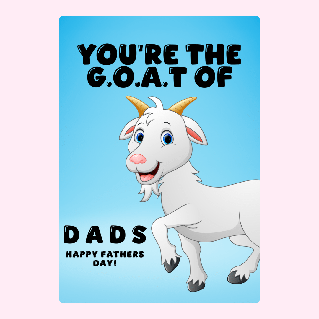 Father's Day card with goat illustration and GOAT dad message