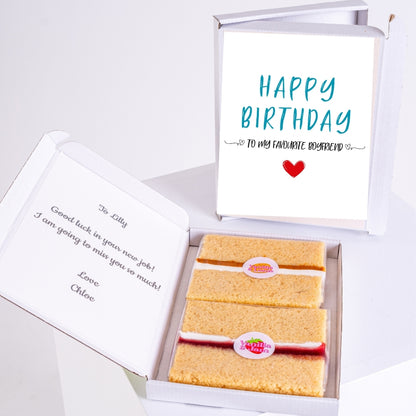 Birthday cake gift box with favorite boyfriend birthday card