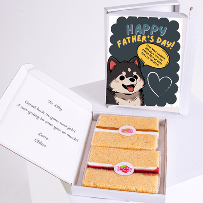 Dog Father’s Day cake card with cake inside