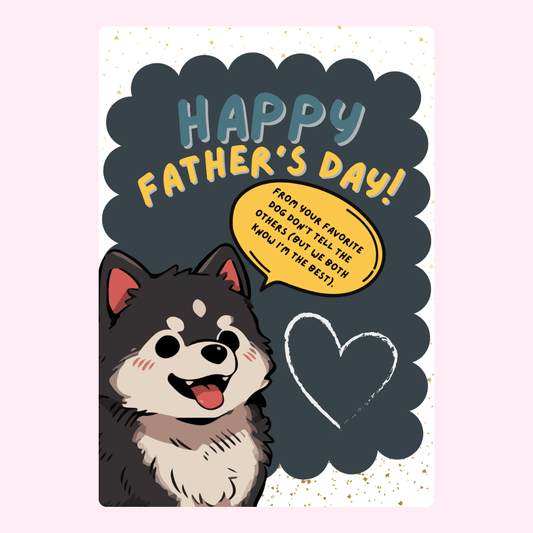 Favorite dog Father’s Day cake card design
