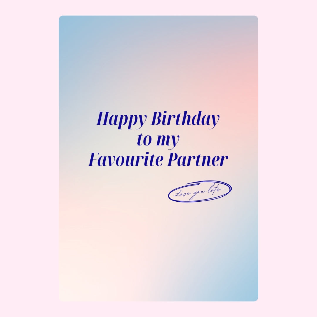 Minimal pastel birthday cake card for favorite partner with elegant typography