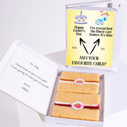 Funny Father's Day cake card gift box with favourite child joke