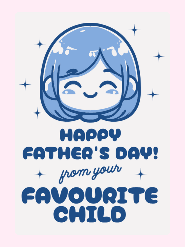 Favourite Child Blue Cartoon Cake Card, Father's Day