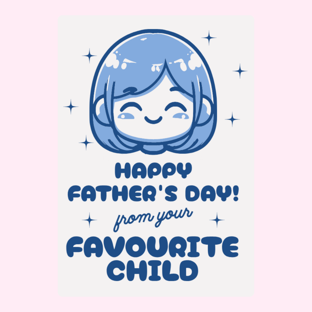 Cute Father’s Day card from your favourite child with blue cartoon character desig