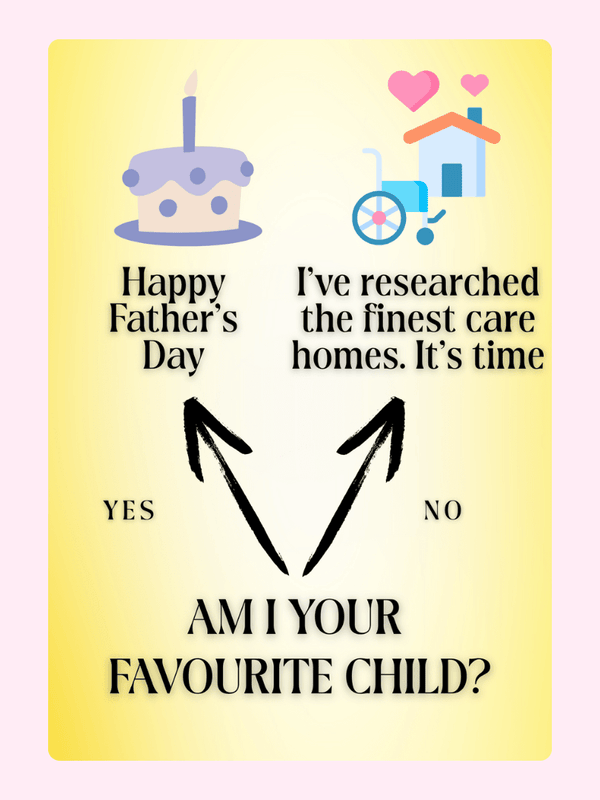 Funny Father's Day card asking "Am I your favourite child?"