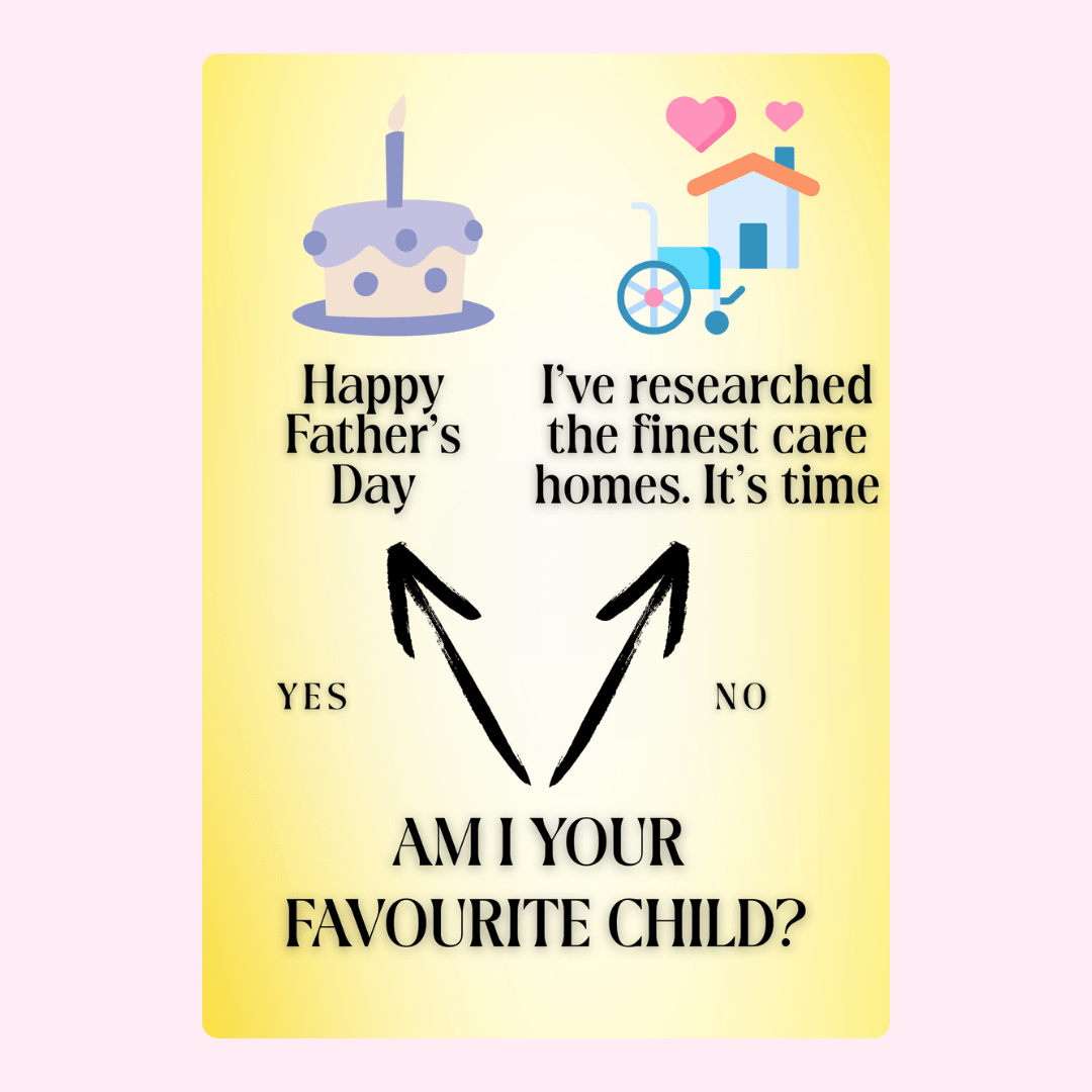 Funny Father's Day card asking "Am I your favourite child?"
