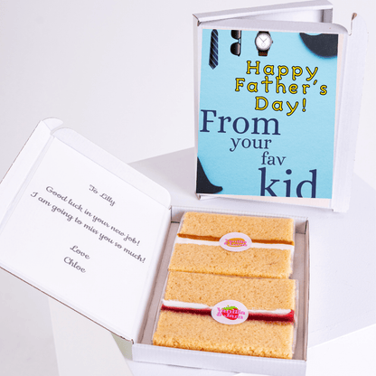 Father’s Day cake card gift box with favourite kid message and stylish dad-themed accessories design
