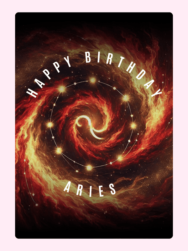 Galaxy Aries Birthday Cake Card
