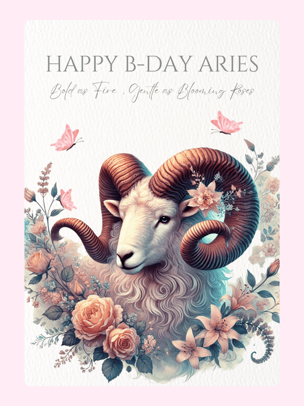 Bold and Gentle Aries Birthday Cake Card
