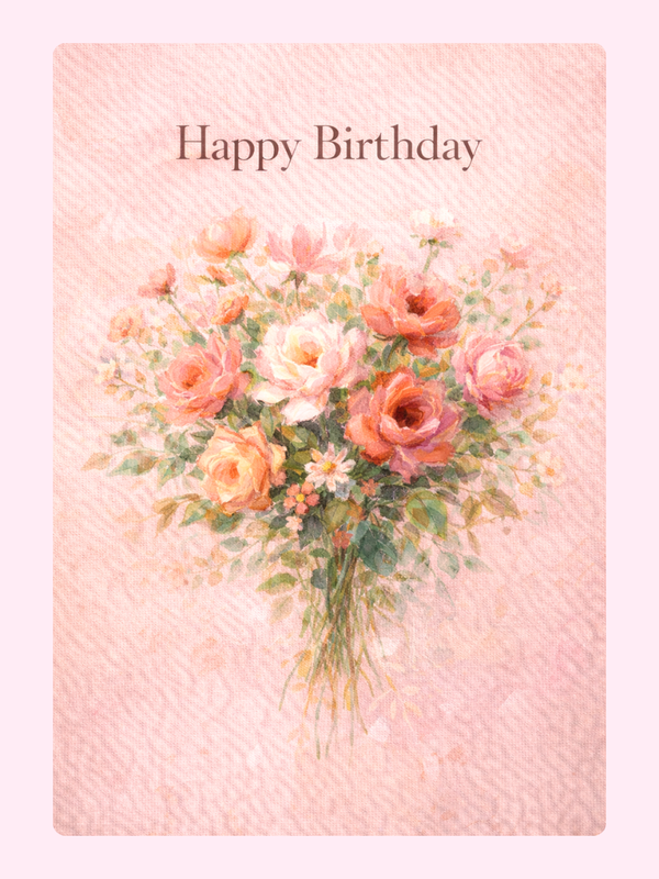 pink floral happy birthday card design