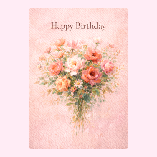 pink floral happy birthday card design