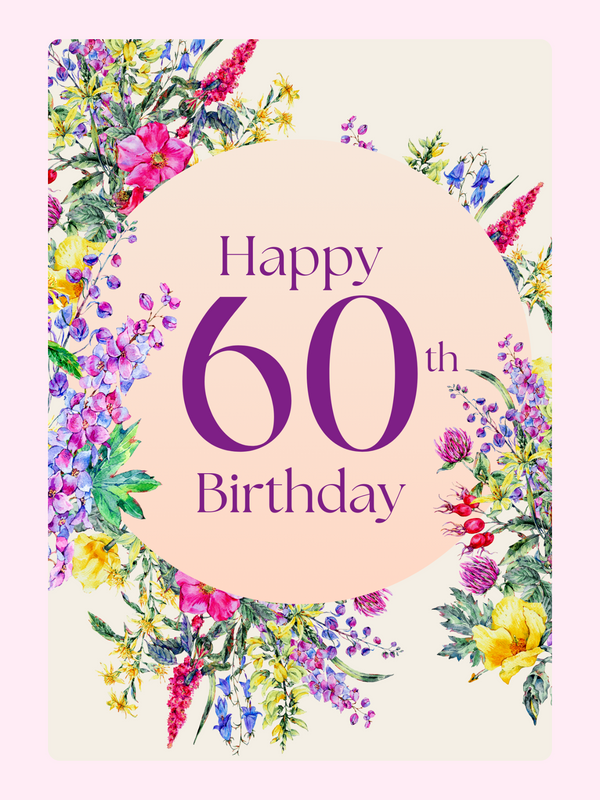 floral happy birthday card with elegant design