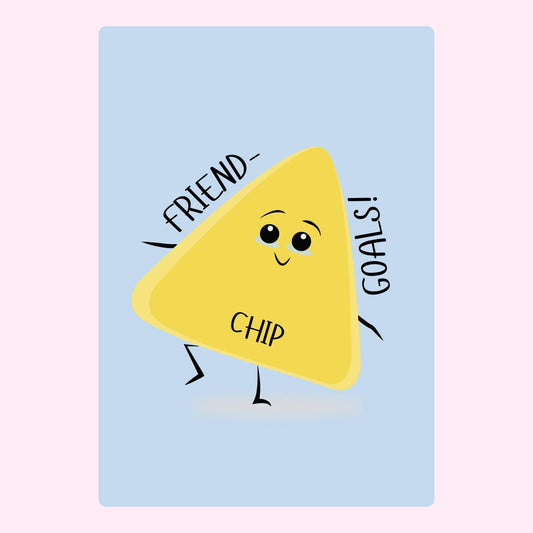 Funny friendship card with smiling chip character design