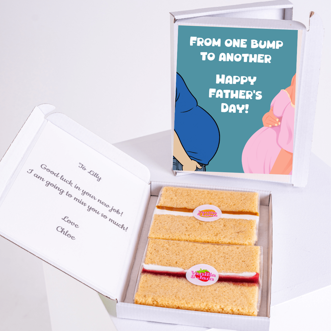 Dad-to-be Father’s Day cake card with cake inside
