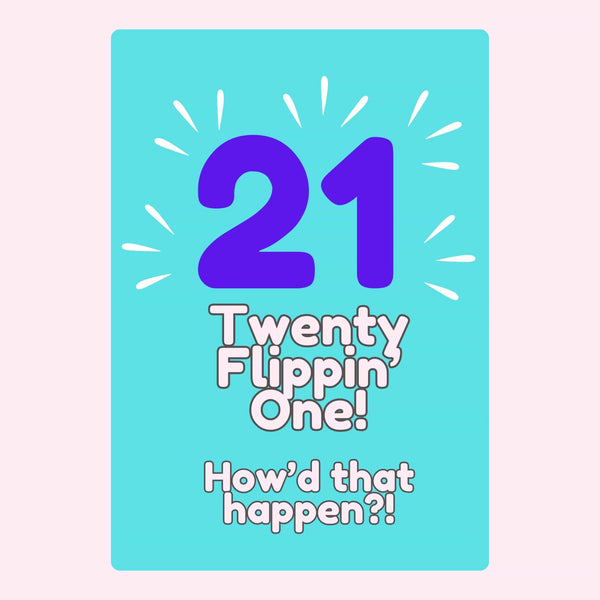 funny 21st birthday card twenty flippin one text