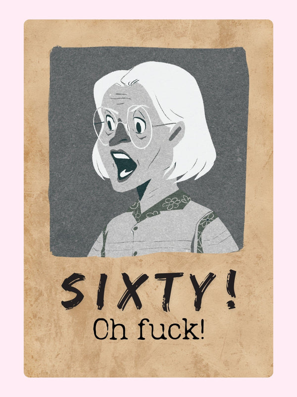 funny vintage 60th birthday card shocked lady