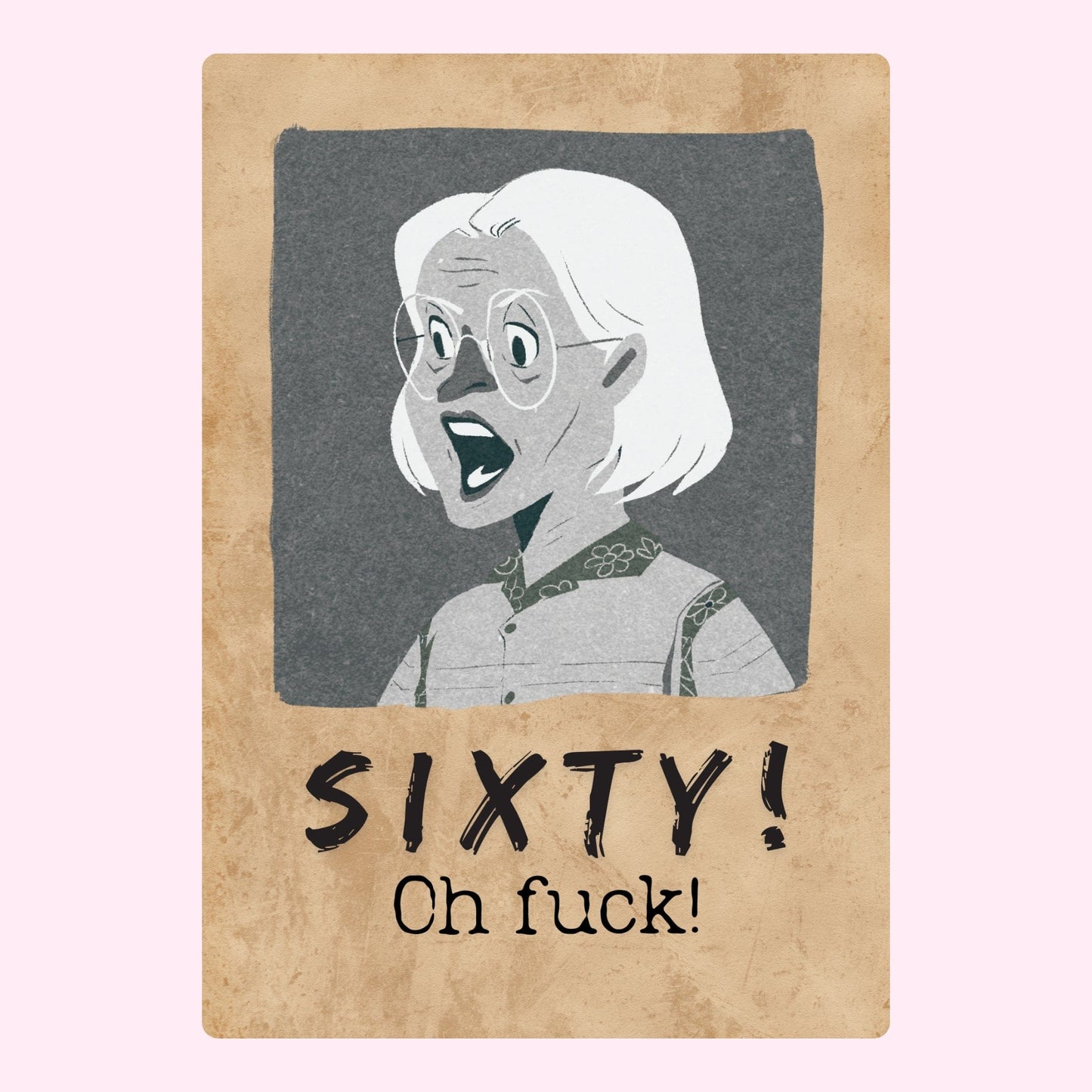 funny vintage 60th birthday card shocked lady