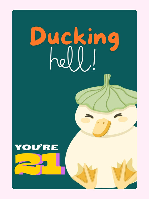 funny duck 21st birthday card with humorous text