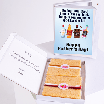 Funny Father's Day cake card gift box with drinks illustration