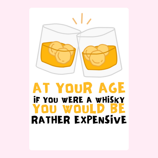 Funny whisky themed birthday cake card humorous edible greeting card UK