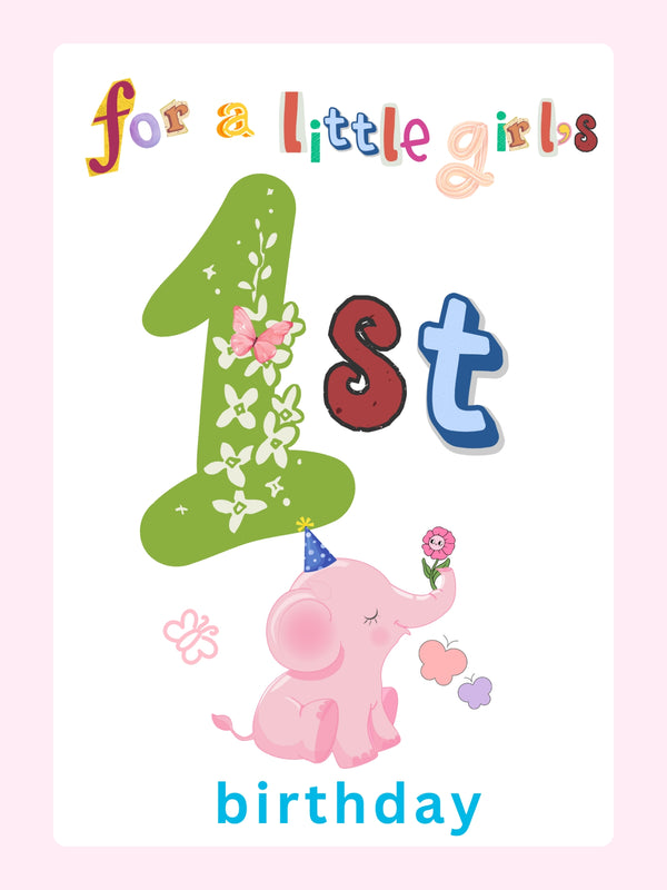 1st Birthday Girl Cake Card