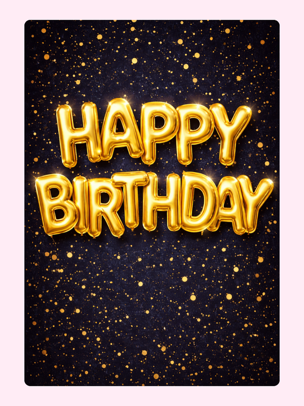 Gold balloon happy birthday card design