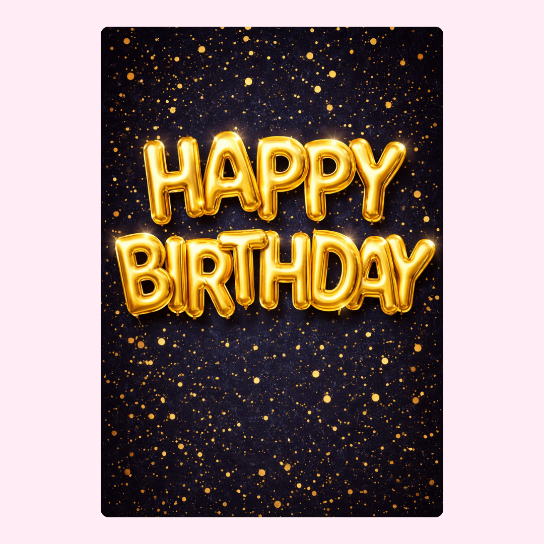 Gold balloon happy birthday card design