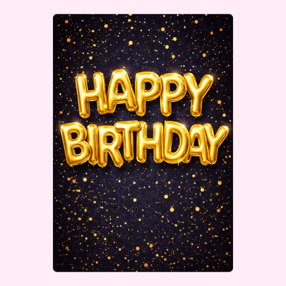 Gold balloon happy birthday card design
