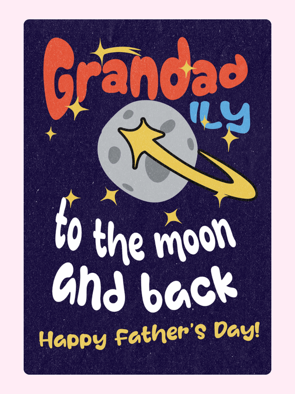Grandad moon Father’s Day cake card design