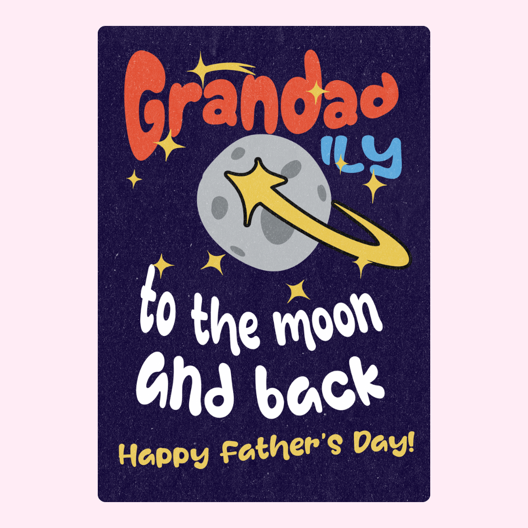 Grandad moon Father’s Day cake card design