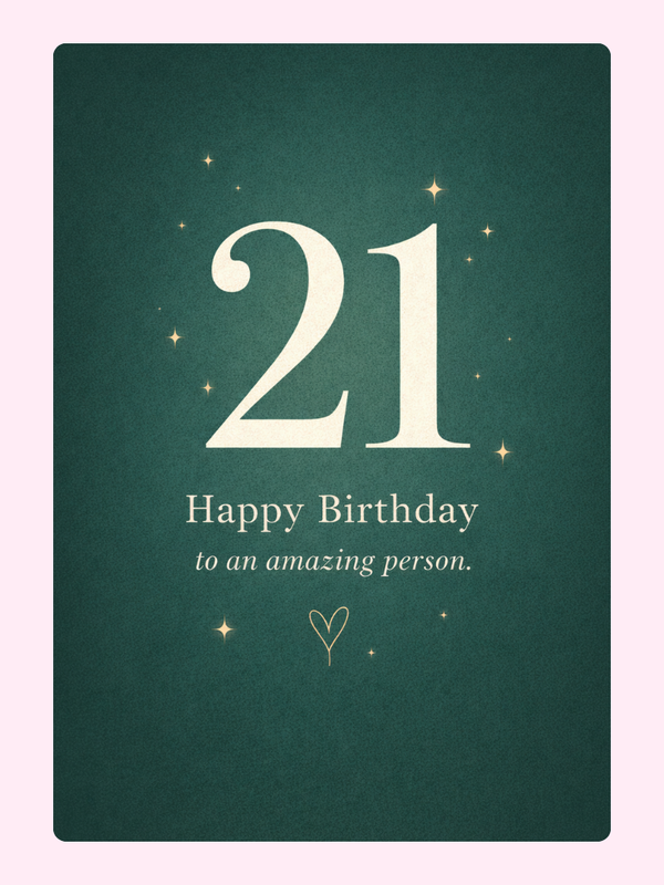 green 21st birthday card design