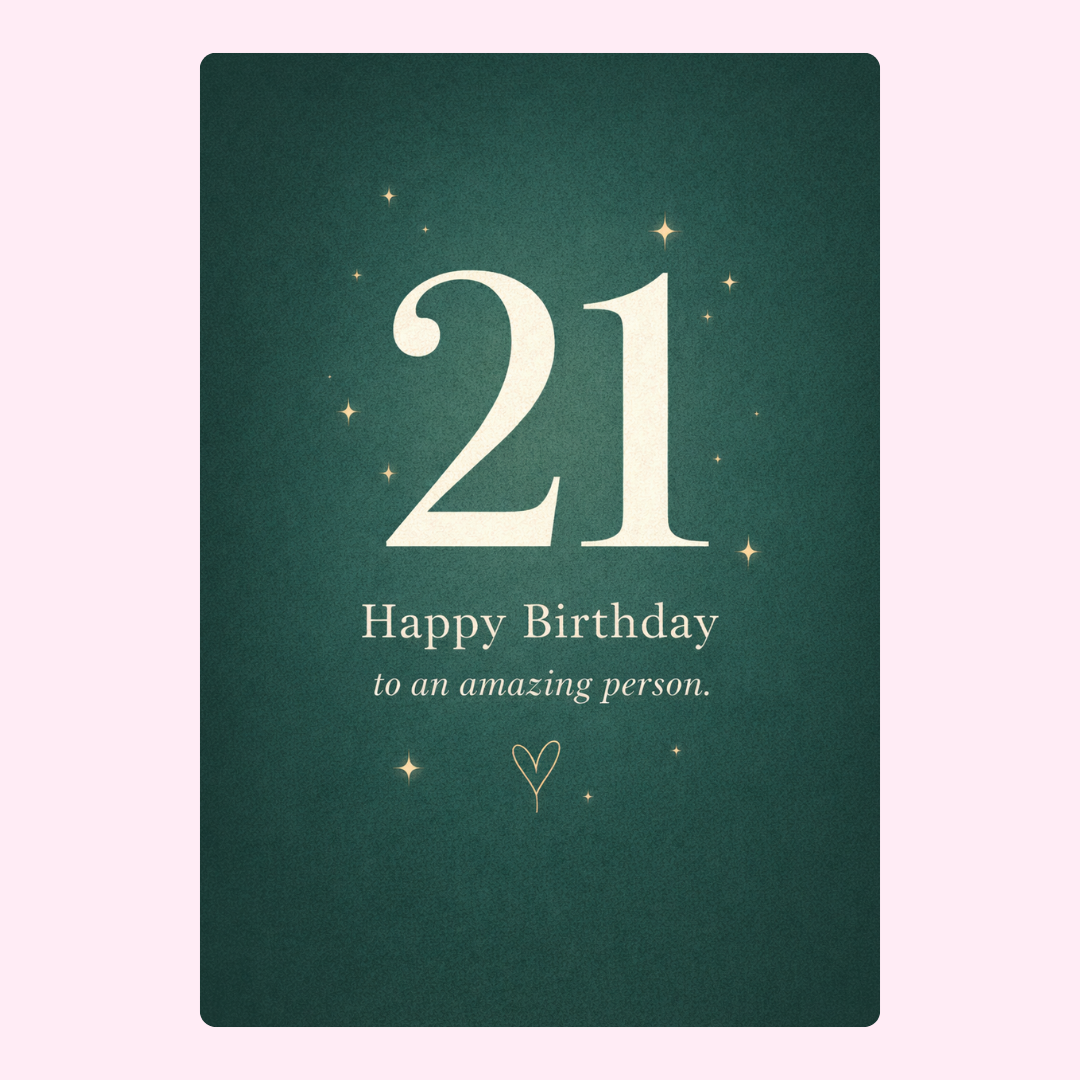 green 21st birthday card design