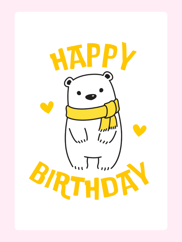 cute bear happy birthday card design