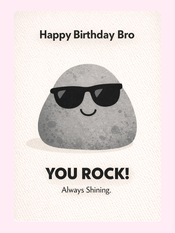 Happy Birthday bro card with cool rock illustration