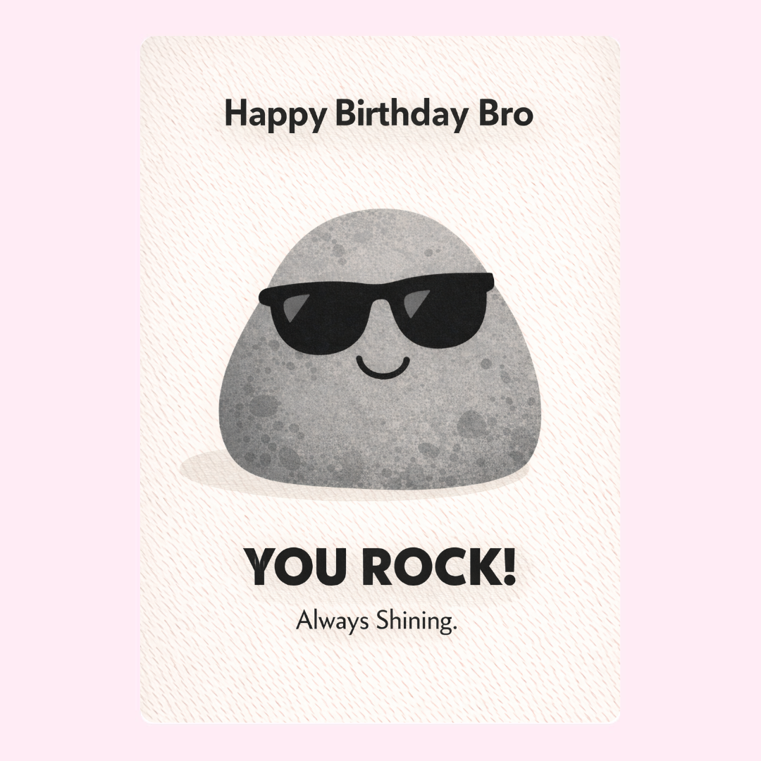 Happy Birthday bro card with cool rock illustration