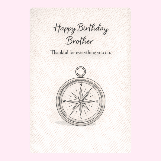 Happy Birthday Brother card with vintage compass design