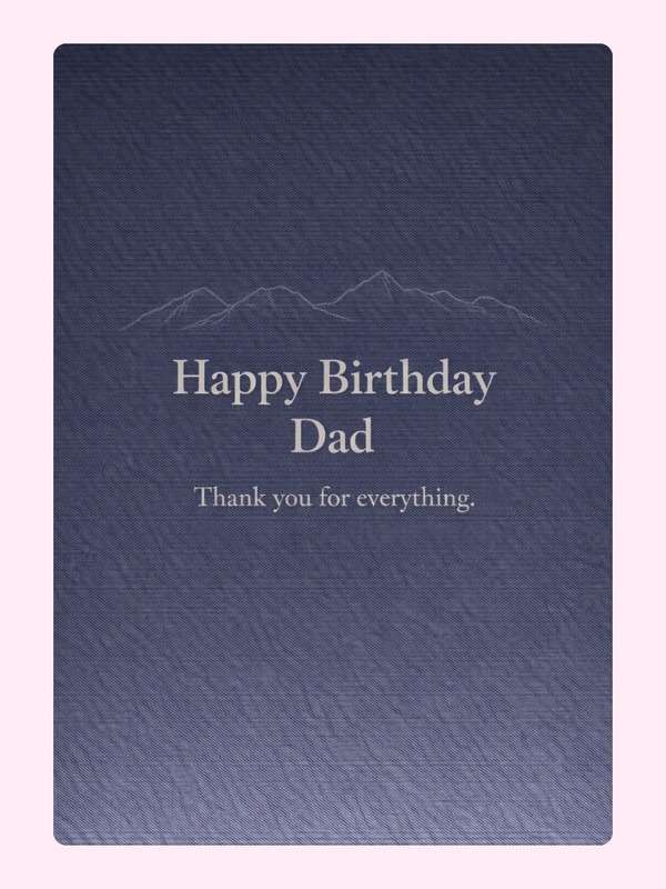happy birthday dad card design in dark blue background
