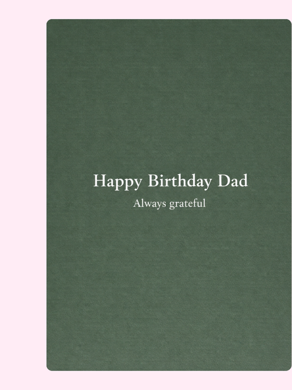 happy birthday dad card design in dark green background