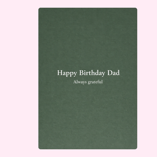 happy birthday dad card design in dark green background