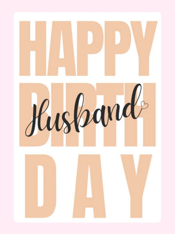 Beige Happy Birthday Husband Cake Card