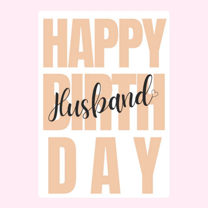 Modern happy birthday husband cake card with minimalist typography style