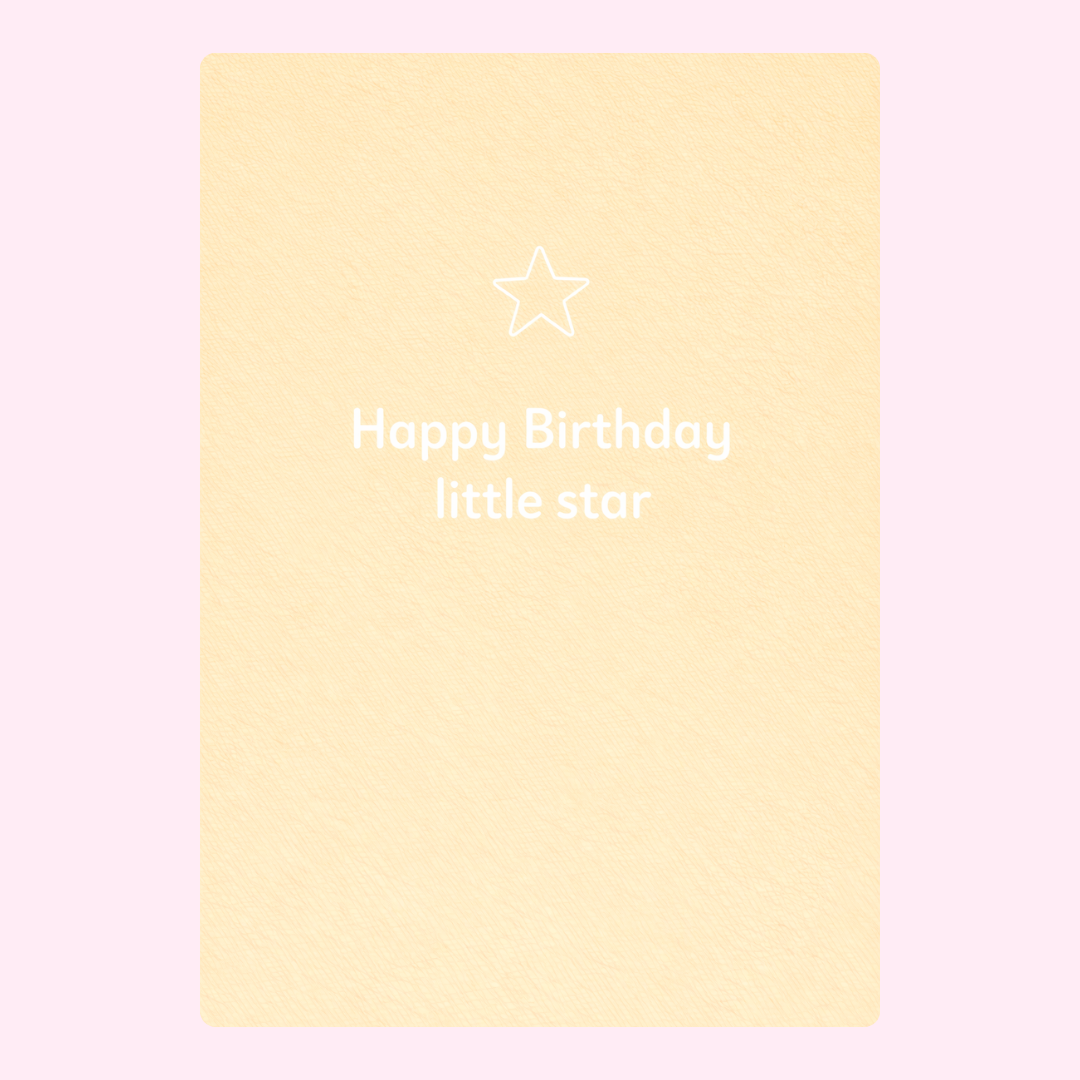 minimal happy birthday little star card design with soft yellow background and simple star illustration