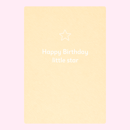 minimal happy birthday little star card design with soft yellow background and simple star illustration